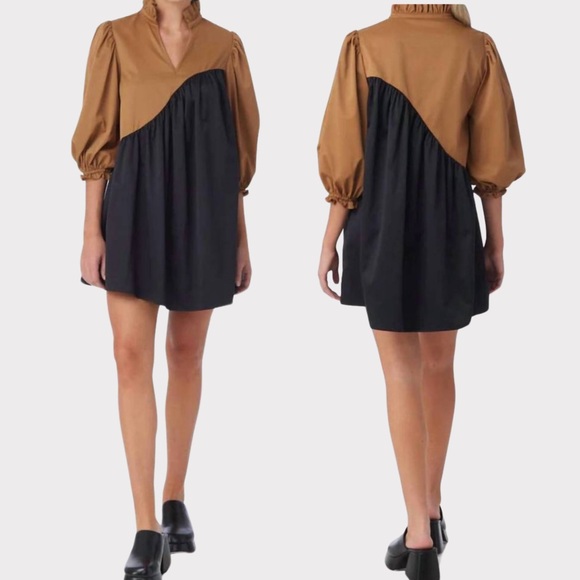 CROSBY by Mollie Burch Story Mini Dress Cappuccino Black XL NWOT - Picture 3 of 14